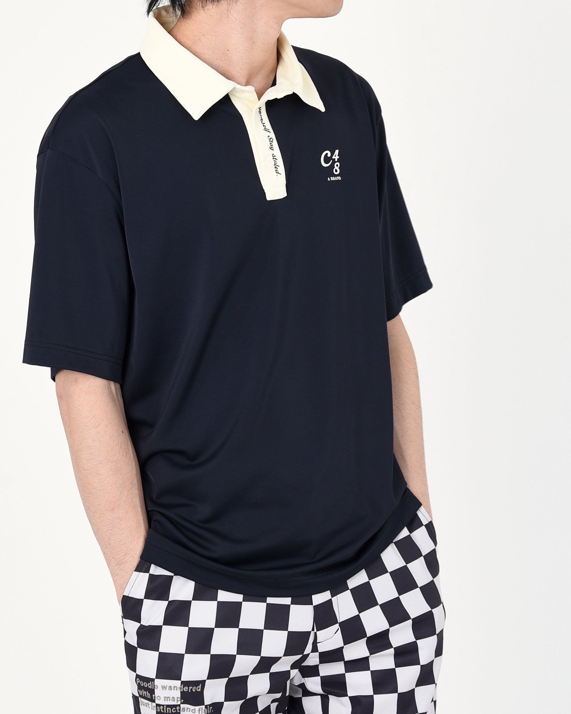 walker golf things メンズ ゴルフウェア ポロシャツ M 未使 メンズ ゴルフ ポロシャツ｜接触冷感・UVカット クールナイロンバイ
